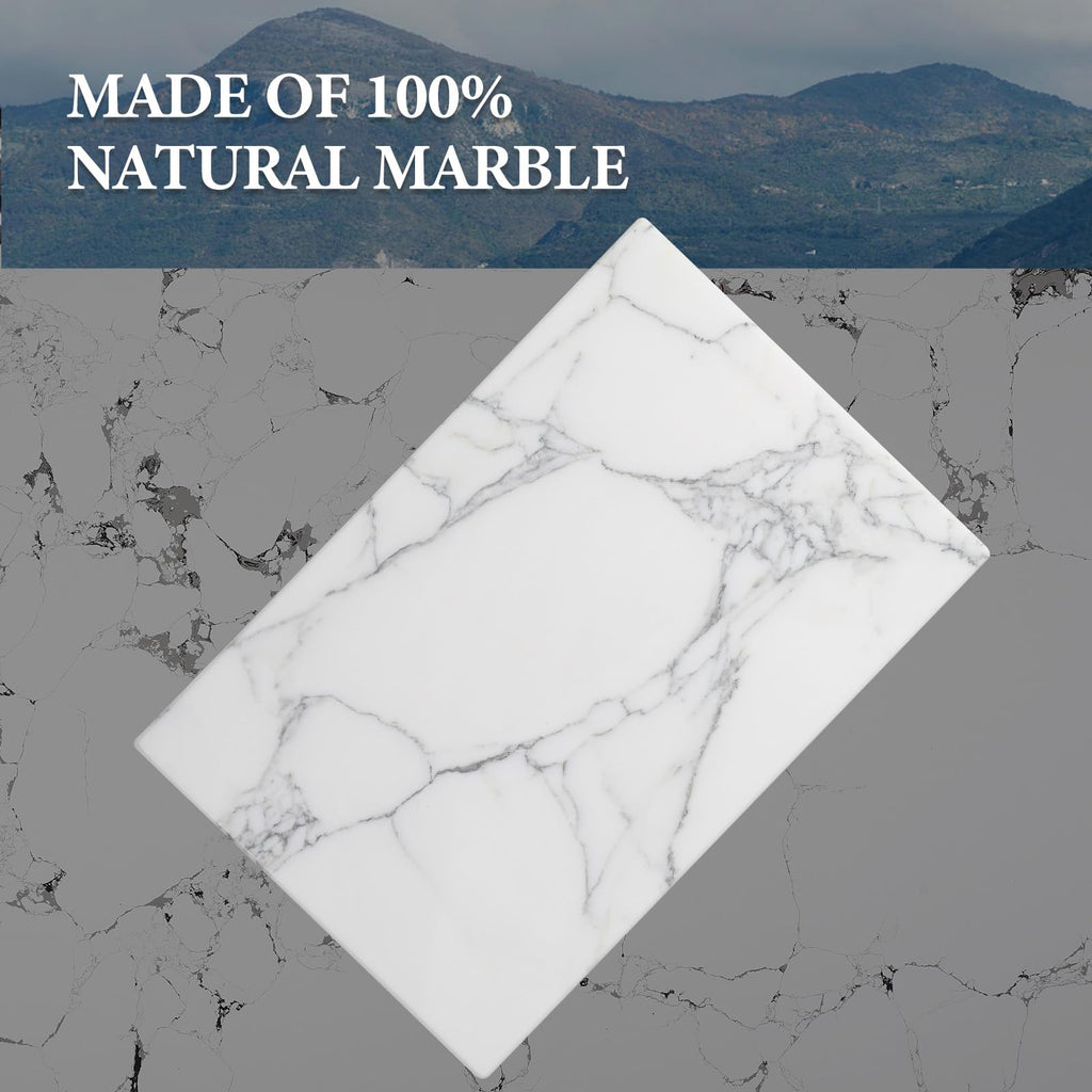 Italian Natural Marble Cutting Board Pastry Bread Macaron Display, 12" x 8" Real Stone Slab Marble Cheese Board