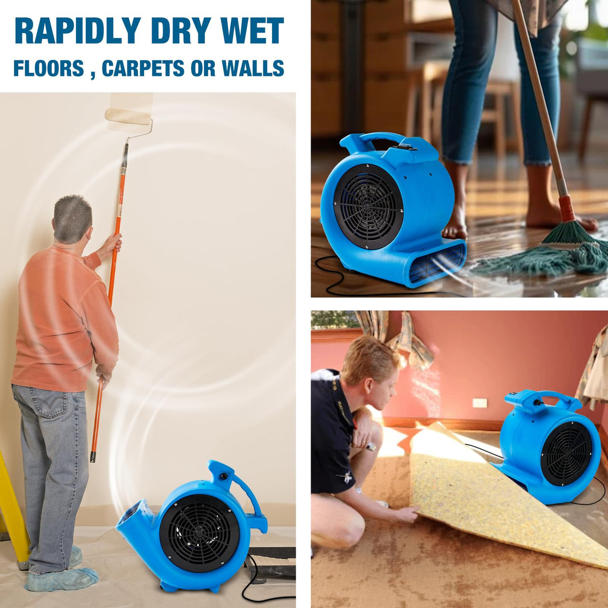 2200 CFM 1/2 HP Commercial Air Mover Floor Drying Fan