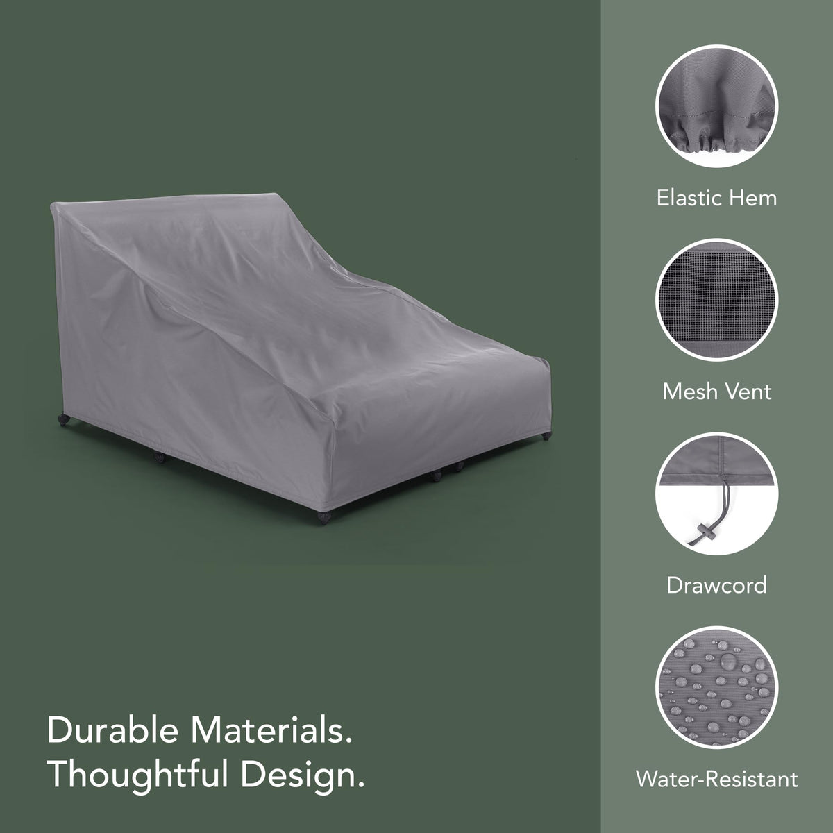 Elite Outdoor Double Chaise Cover - 66" W x 89" D x 38" H - Weatherproof