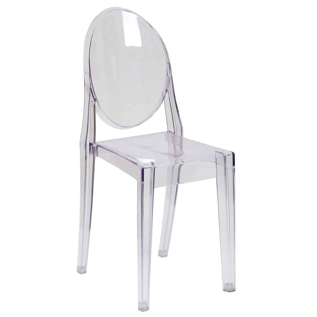 Murray Indoor/Outdoor Ghost Accent and Dining Chairs, Stackable Transparent Restaurant Chairs, Set of 4, Transparent