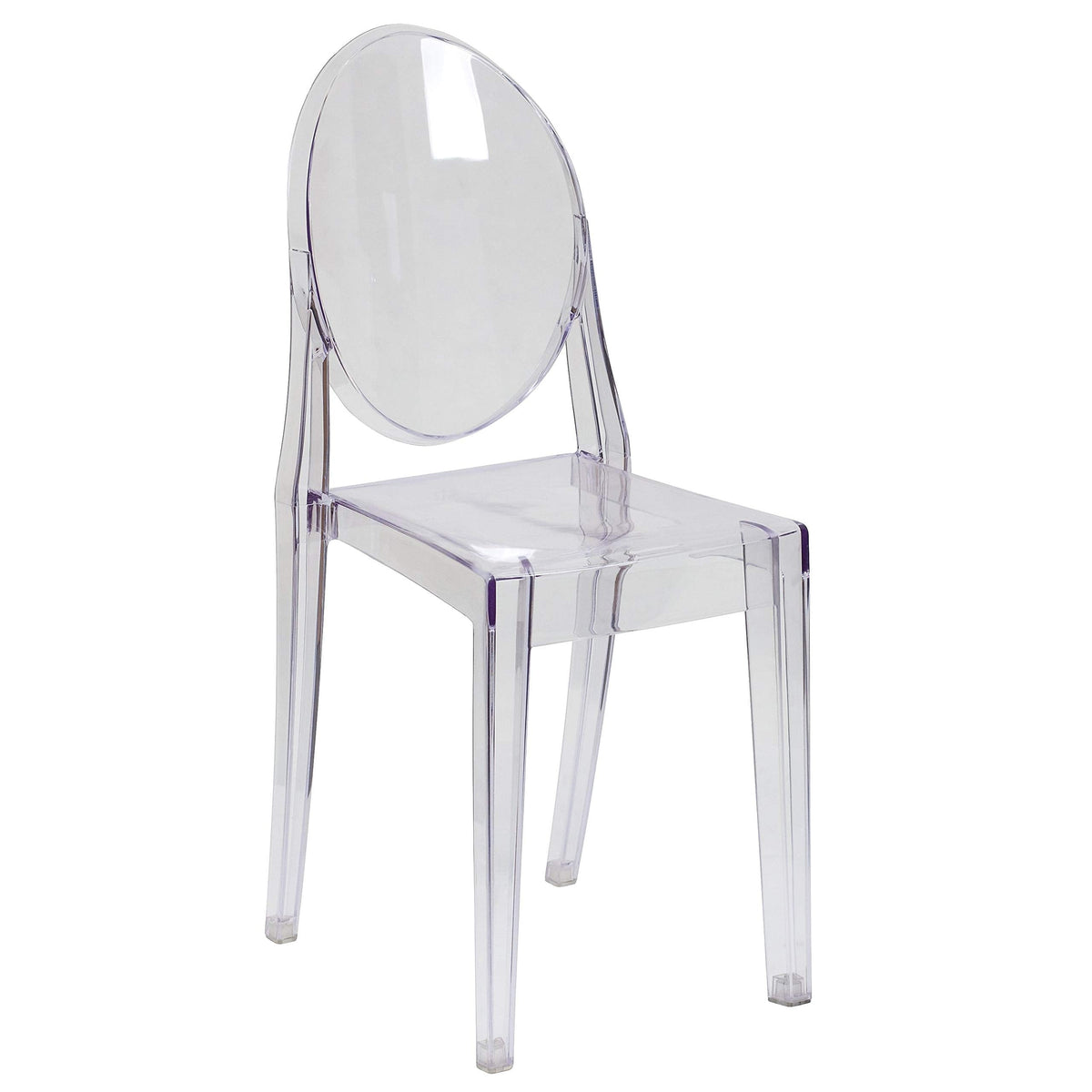 Murray Indoor/Outdoor Ghost Accent and Dining Chairs, Stackable Transparent Restaurant Chairs, Set of 4, Transparent