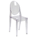 Cheryl Indoor/Outdoor Ghost Accent and Dining Chair with Contoured Seat, Stackable Transparent Restaurant Chair