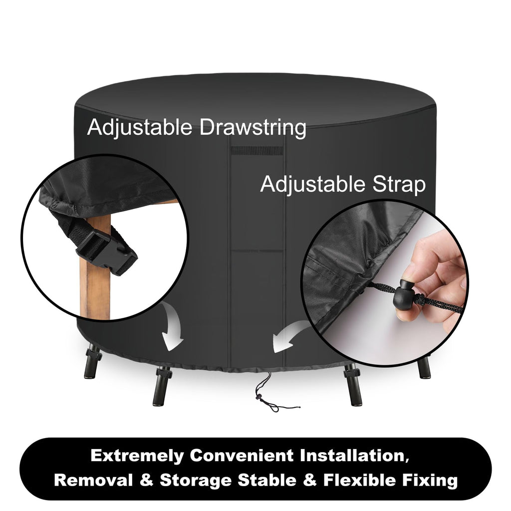 Outdoor Furniture Covers, Custom Size 24"(D) x 18"(H) Round Patio Table and Chair Waterproof Covers, Heavy Duty