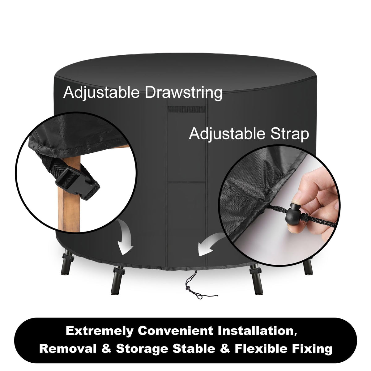 Outdoor Furniture Covers, Custom Size 24"(D) x 18"(H) Round Patio Table and Chair Waterproof Covers, Heavy Duty