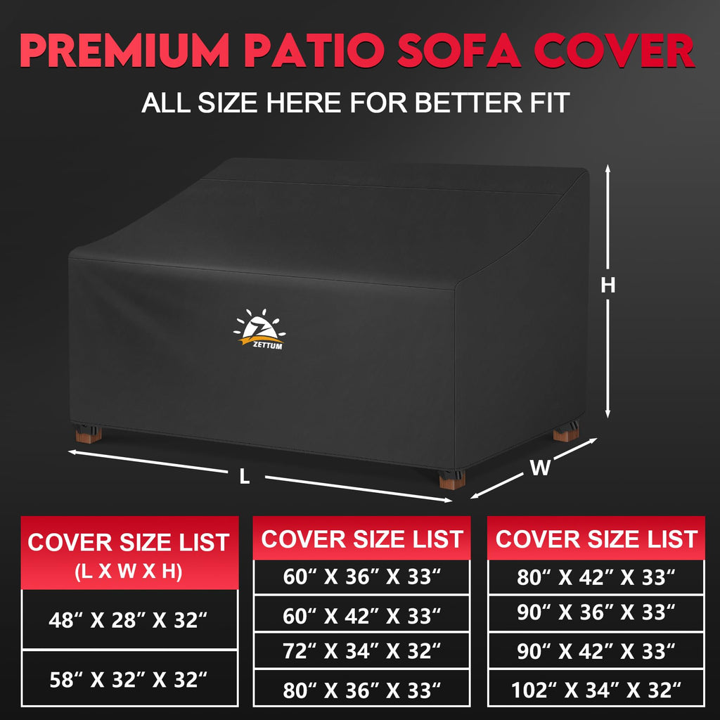 Patio Loveseat Cover 60 Inch - 600D Outdoor Couch Cover Furniture Sofa Cover Waterproof Heavy Duty, 2-Seater Bench