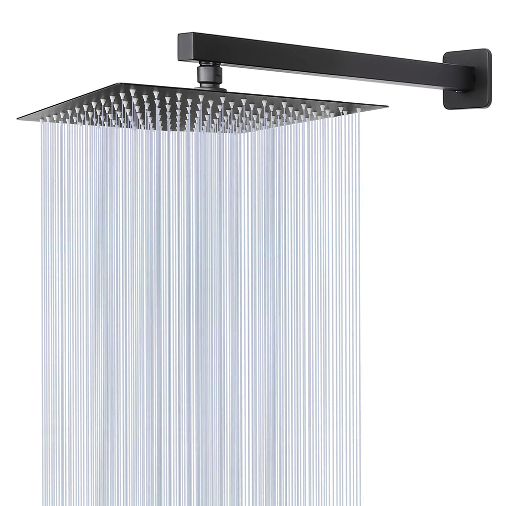 Shower Head with Extension Arm, High Pressure Square with ShowerArm, Stainless Steel Rainfall-Waterfall Full Body