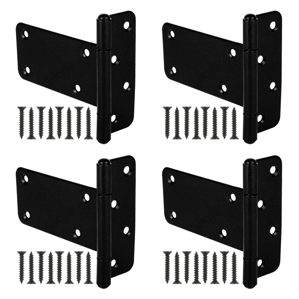 4 Pack 5 in T-Strap Heavy Duty Gate Hinges 260 Lbs Capacity, Black