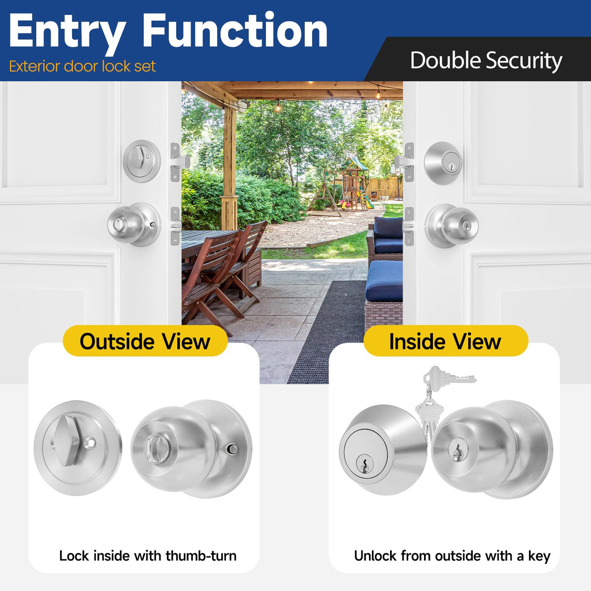 Keyed Same Exterior Door Lock Set, Front Door Lock Set, Satin Nickel, 1Pack