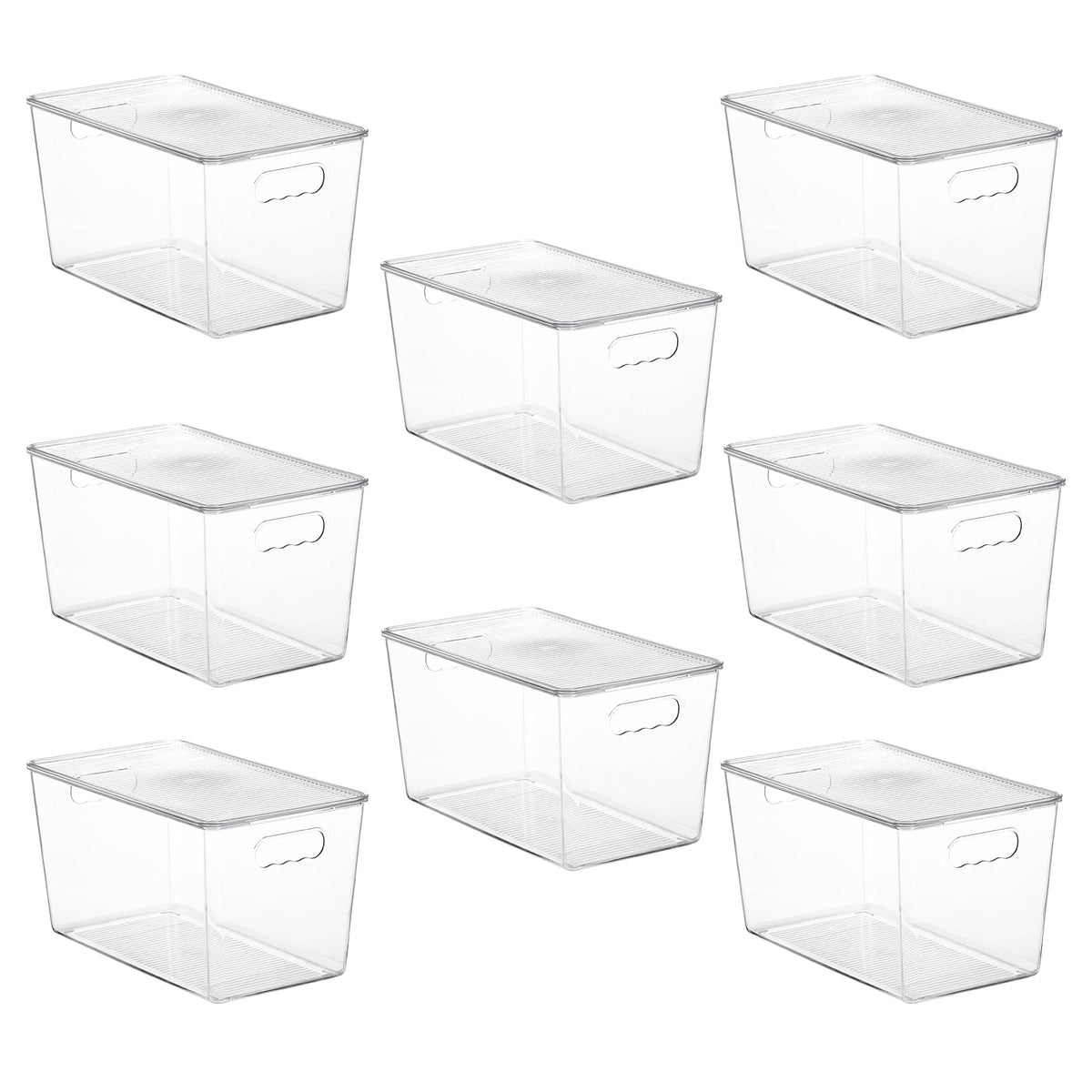 8 Pack Clear Stackable Storage Bins with Lids and Handles, XLarge