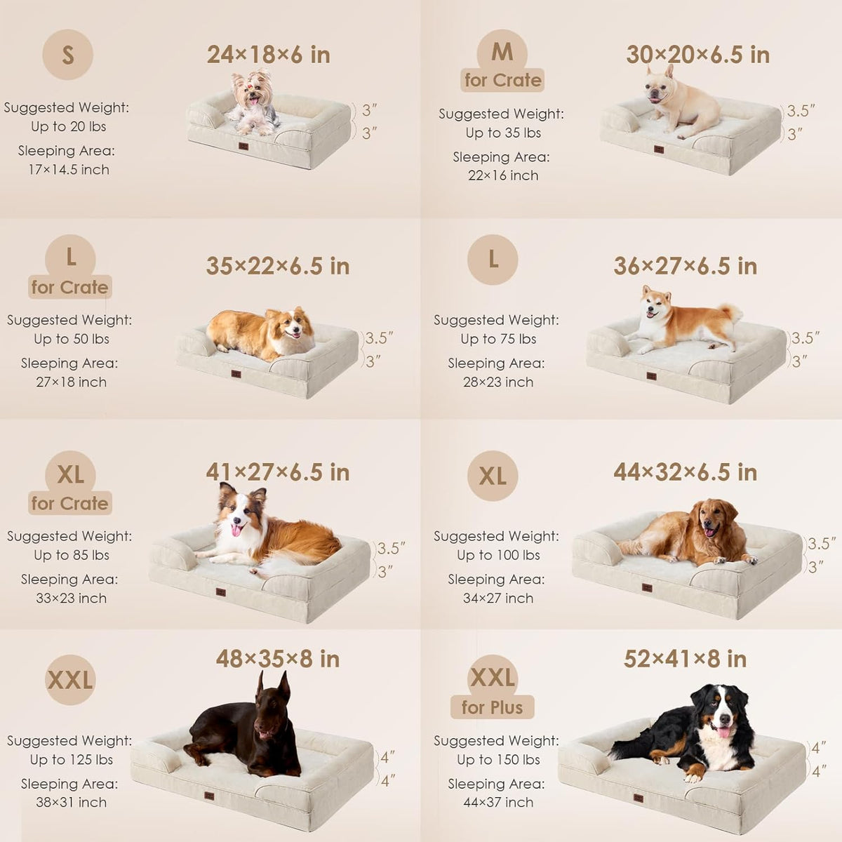 Orthopedic Dog Beds for Extra Large Dogs, Waterproof Memory Foam XL Pet Bed with Sides