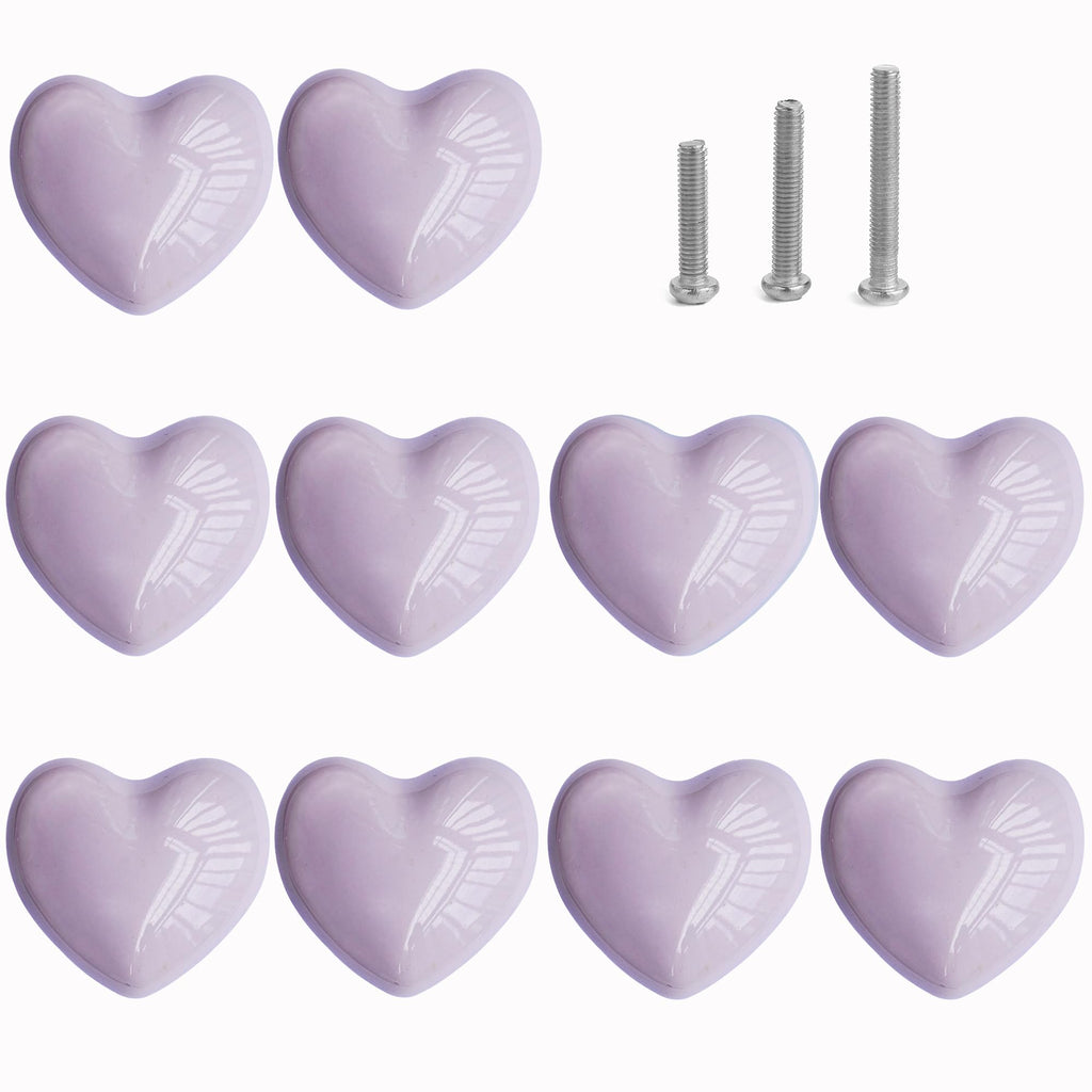 Ceramic Drawer Knobs Heart Shape Cabinet Dresser Pulls Handles with 3 Sized Screws, Kitchen Furniture Knobs for