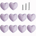 Ceramic Drawer Knobs Heart Shape Cabinet Dresser Pulls Handles with 3 Sized Screws, Kitchen Furniture Knobs for