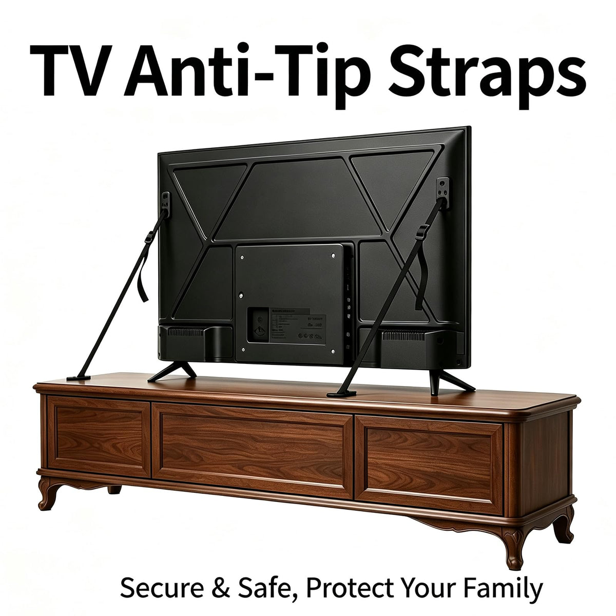 TV Wall Anchor for Baby Proofing No Drill Black, 4 Pack