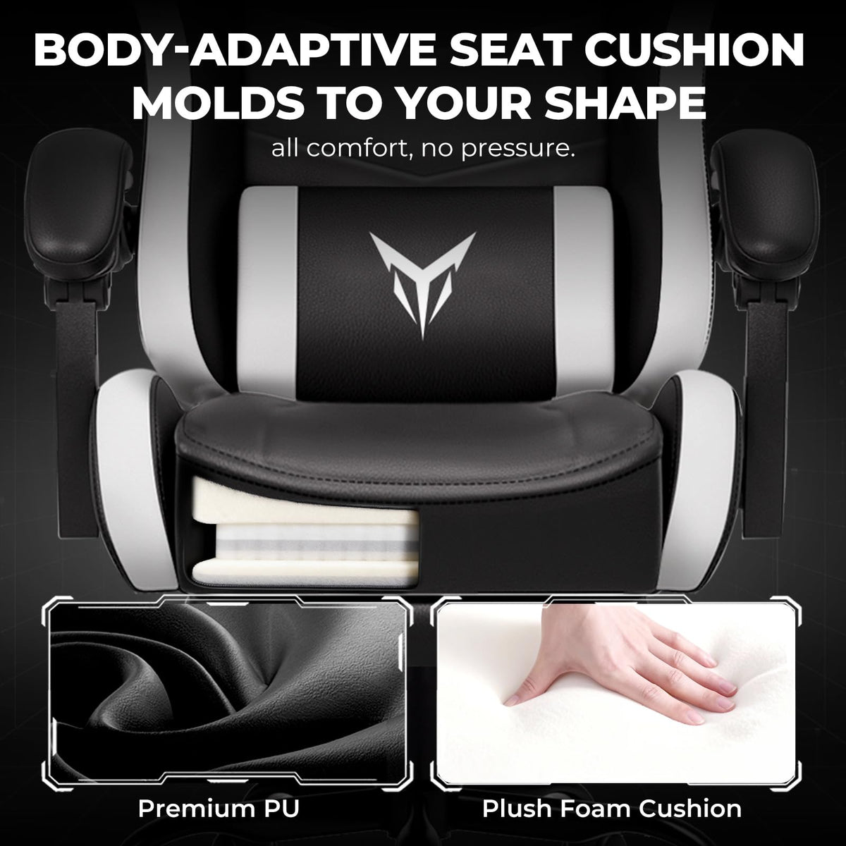 Gaming Chair with Pocket Spring Cushion, Big and Tall Gamings Chairs High Back Computer Chair with Footrest