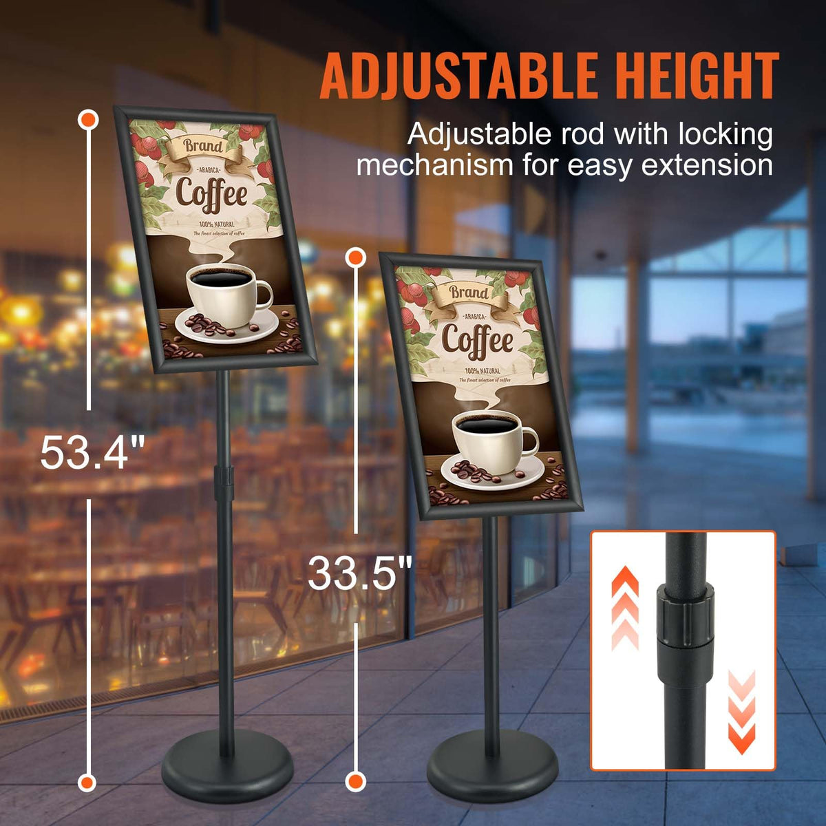 Pedestal Sign Holder, 11 x 17 Inch Vertical and Horizontal Adjustable Poster Stand, Heavy-Duty Floor Standing Sign