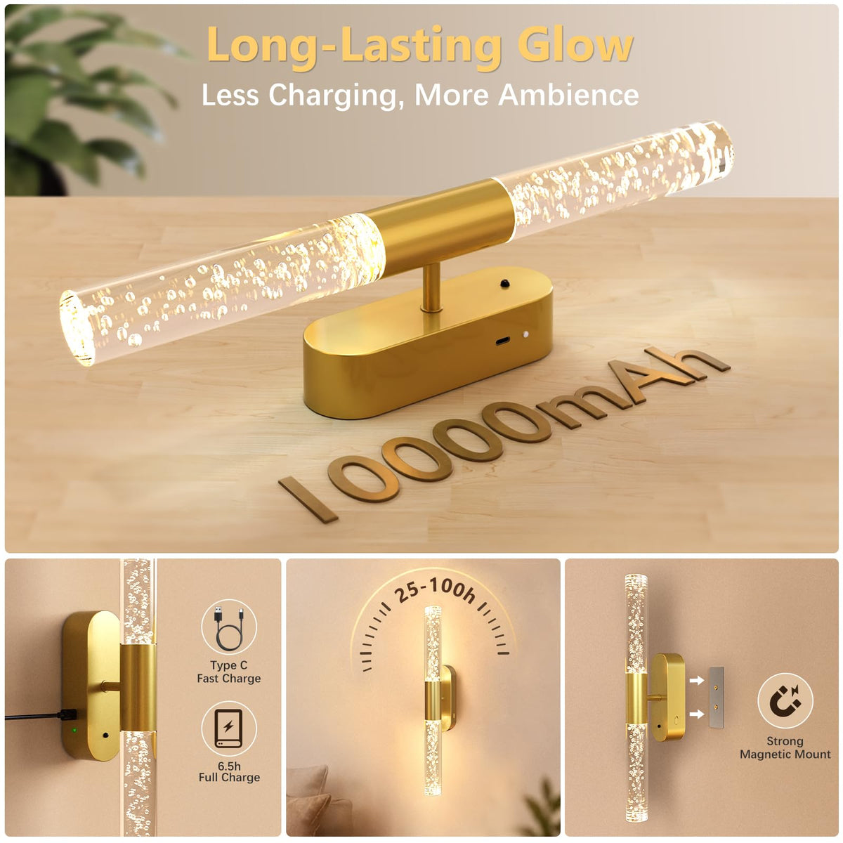 Crystal Battery Operated Wall Sconces Set of 2 Space