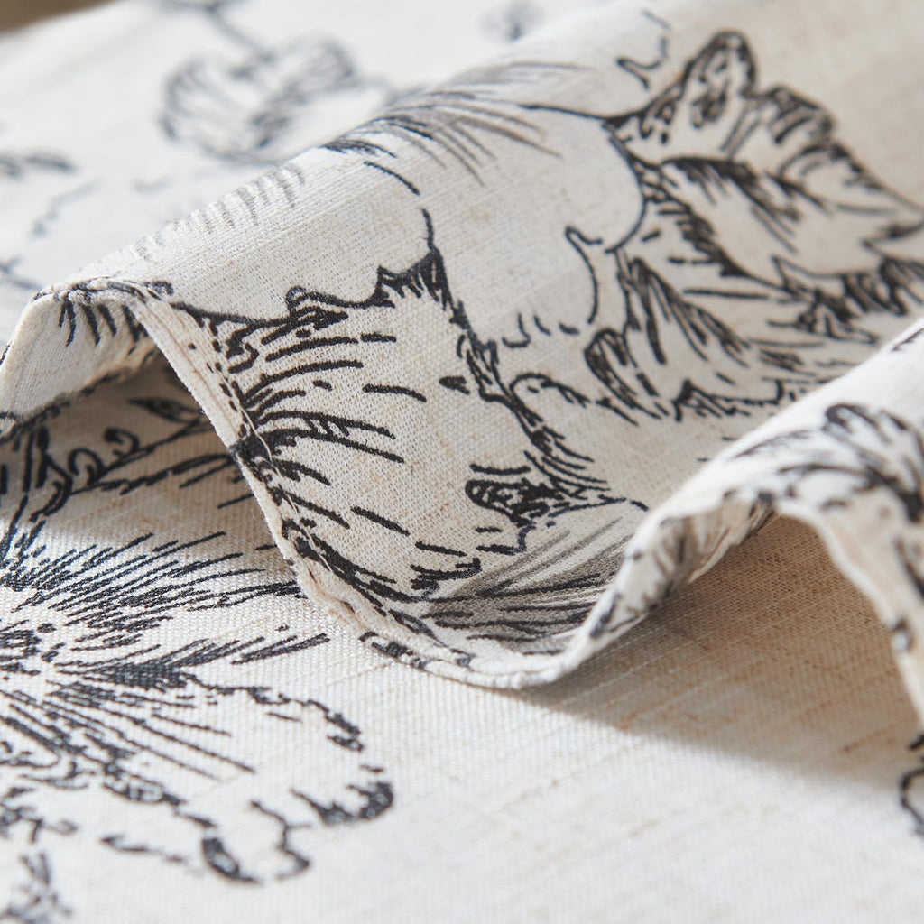Alice Linen Floral Placemats Set of 4 Farmhouse 13x19 Inch Black