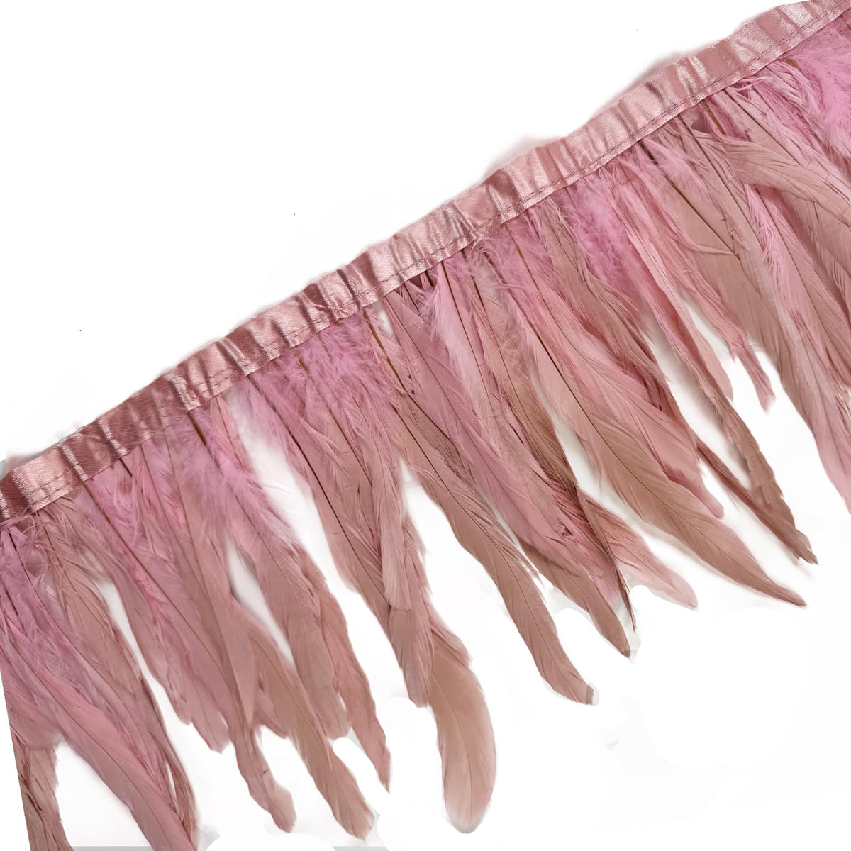 8-10" Rooster Hackle Feather Fringe Trim, Sewing Craft Feather for DIY Decorations-Pink - 2 Yards