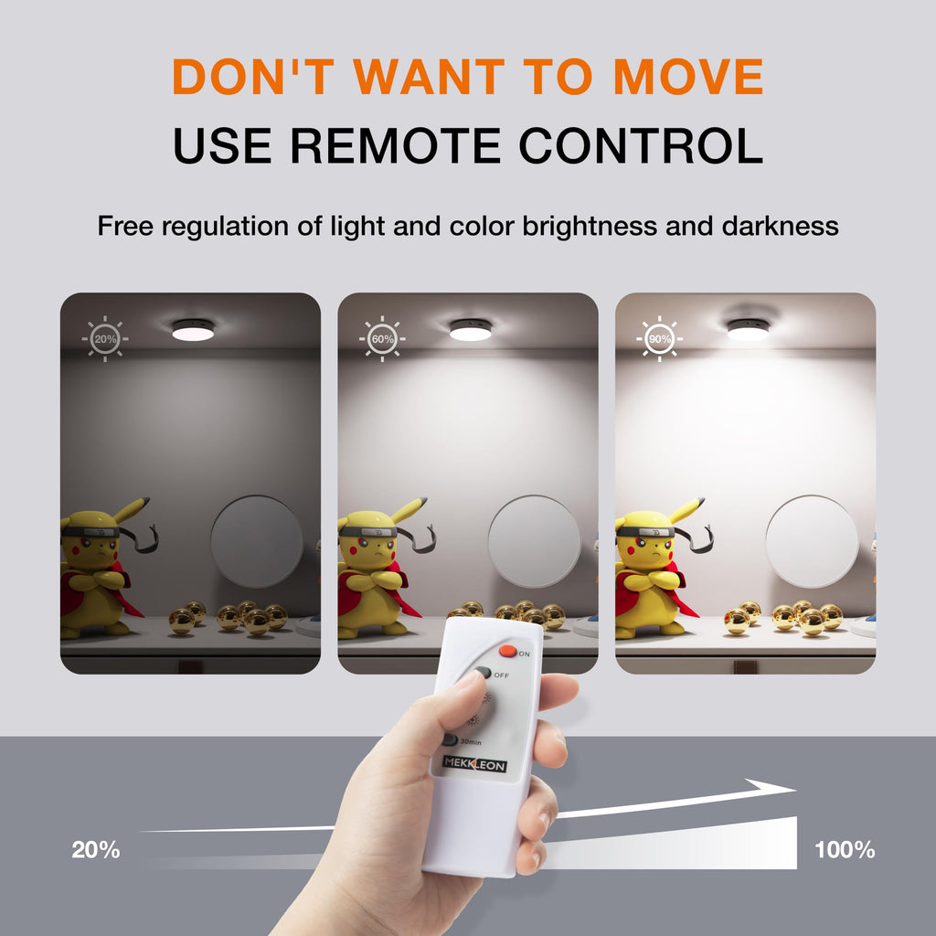 Puck Lights with Remote Control,1000mAh Rechargeable Under Cabinet Lighting,LED Closet Lights,3Pack Night