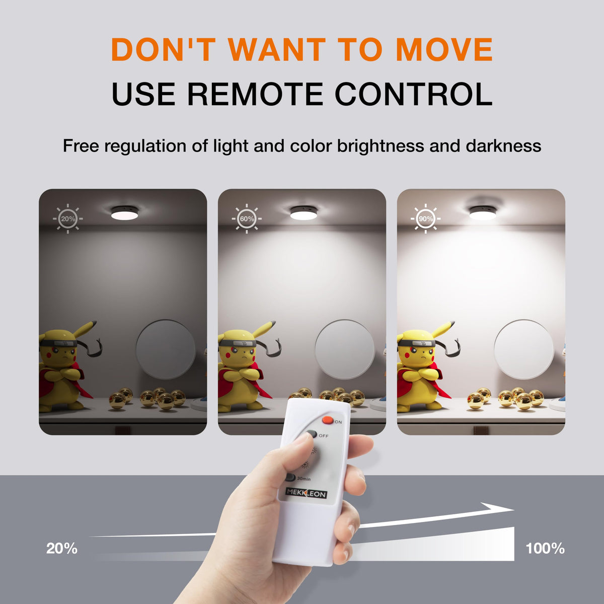 Puck Lights with Remote Control,1000mAh Rechargeable Under Cabinet Lighting,LED Closet Lights,3Pack Night