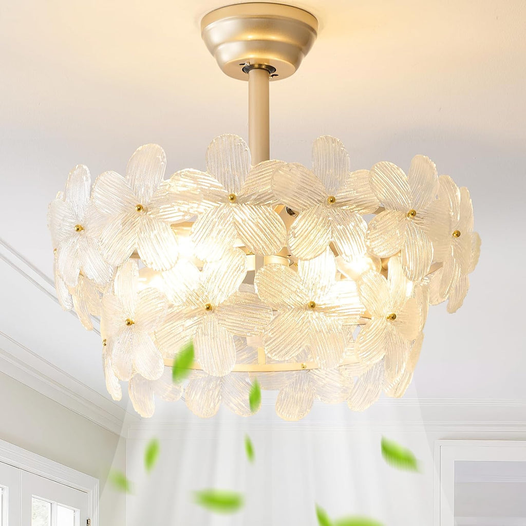 20" Gold Crystal Ceiling Fan with Light & Remote