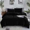 Black Velvet Comforter Set Plush Fluffy Black Flannel Bedding Set Bedding Set Heavyweight Blanket Quilts Modern