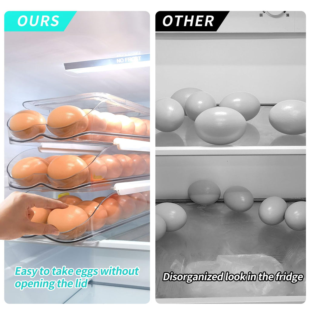Egg Holder for Fridge, Automatic Rolling Egg Container -2 Tier
