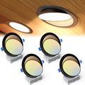 4 Pack 6 Inch Black LED Eyeball Gimbal Recessed Light, 5CCT