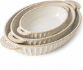 Casserole Dish for Oven, Ceramic Dishes Set, Oval Hobnail Bakeware Set of 3, 9.25"/12.28"/14.37" Dishes with Handle