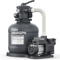 15" Sand Filter Pump for Above Ground Pool with Timer | 3/4HP 3800GPH Pool Pumps Above Ground for Pools Up to 15,000