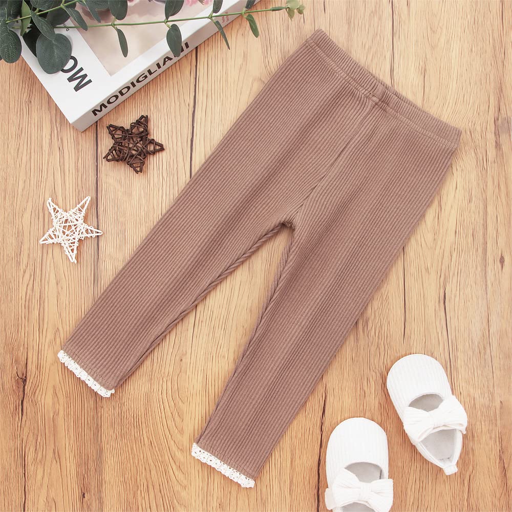 Toddler Baby Girls Leggings Footless Tights Ruffle Basic Ribbed Cable Knit Stocking Infant Little Girl Bottom Pants
