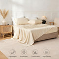 Sheets, Cotton Linen Bed Sheets, Breathable, Durable Bed Sets 18" Deep Pocket(Natural Linen)