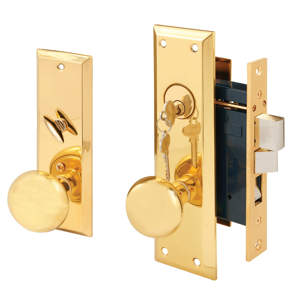 SE 26000 Diecast Single Cylinder Entry Door Mortise Lockset, 2-1/2 Inch Backset, Brass Finish (Single Pack)