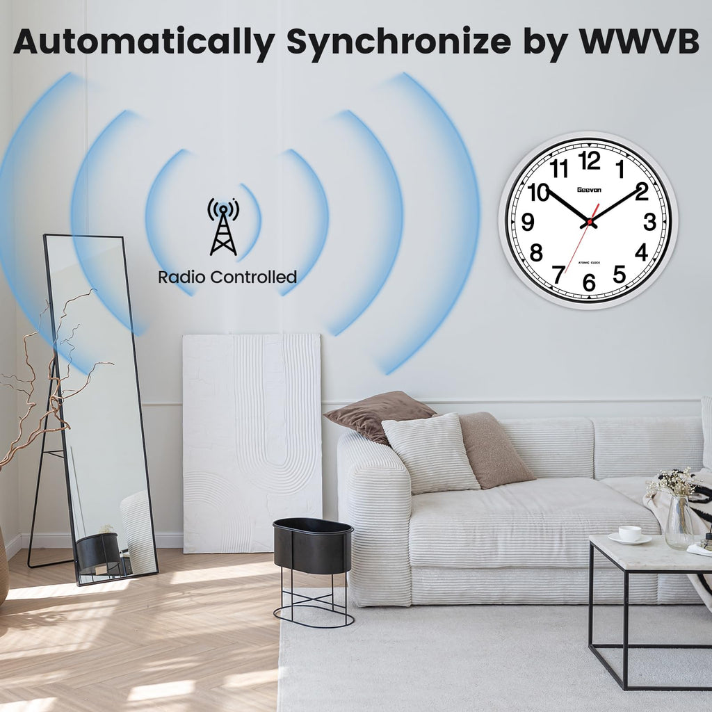 Inspired Nelson Style 16" Atomic Wall Clock Self-Setting Analog Clock with Automatic Time