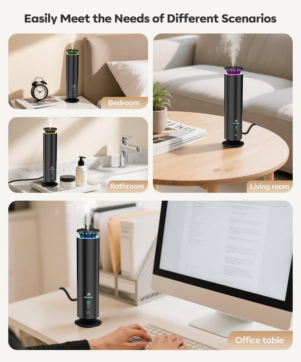 Waterless Scent Diffuser Kit, Scent Diffuser with 7 Lights and Breathing Lights Modes, Max Coverage 2000