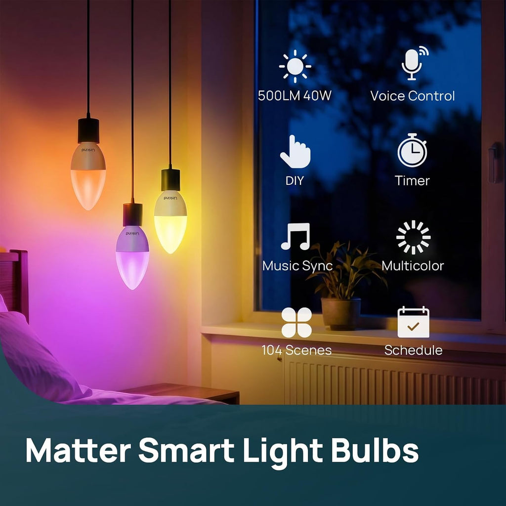 E26 Smart Light Stick+Matter Smart Light Bulbs, E12 Led Bulb