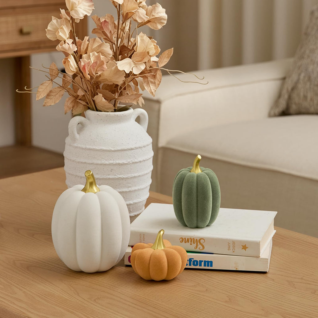 Fall Pumpkin Decor, Faux Artificial Pumpkin Table