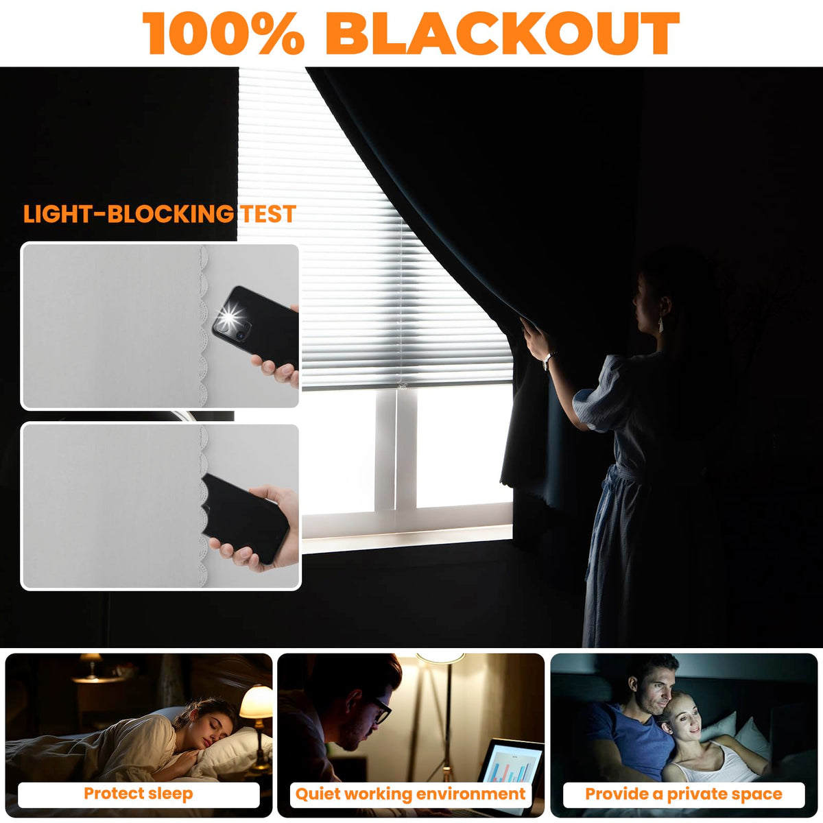 Magic Tape Stick on Portable Curtains for Windows, Bedroom Blackout Curtains for - Thermal Lnsulated No Drill Curtains