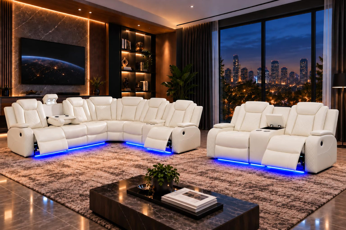 8-Seater Power Reclining Sofa Set