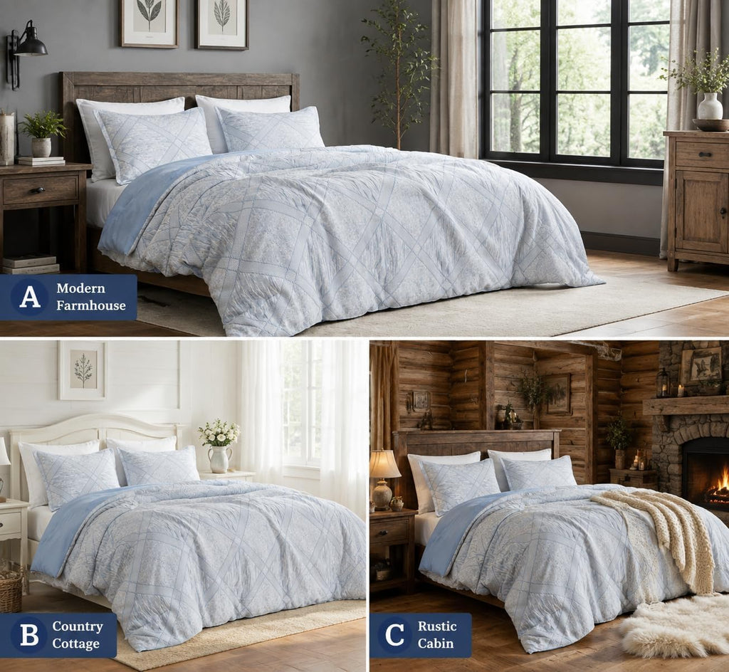 Comforter Set, Blue Diamond Jacquard Bedding Set 2 Pc