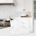 Herringbone Peel and Stick Backsplash, White Marble, 10 Sheets