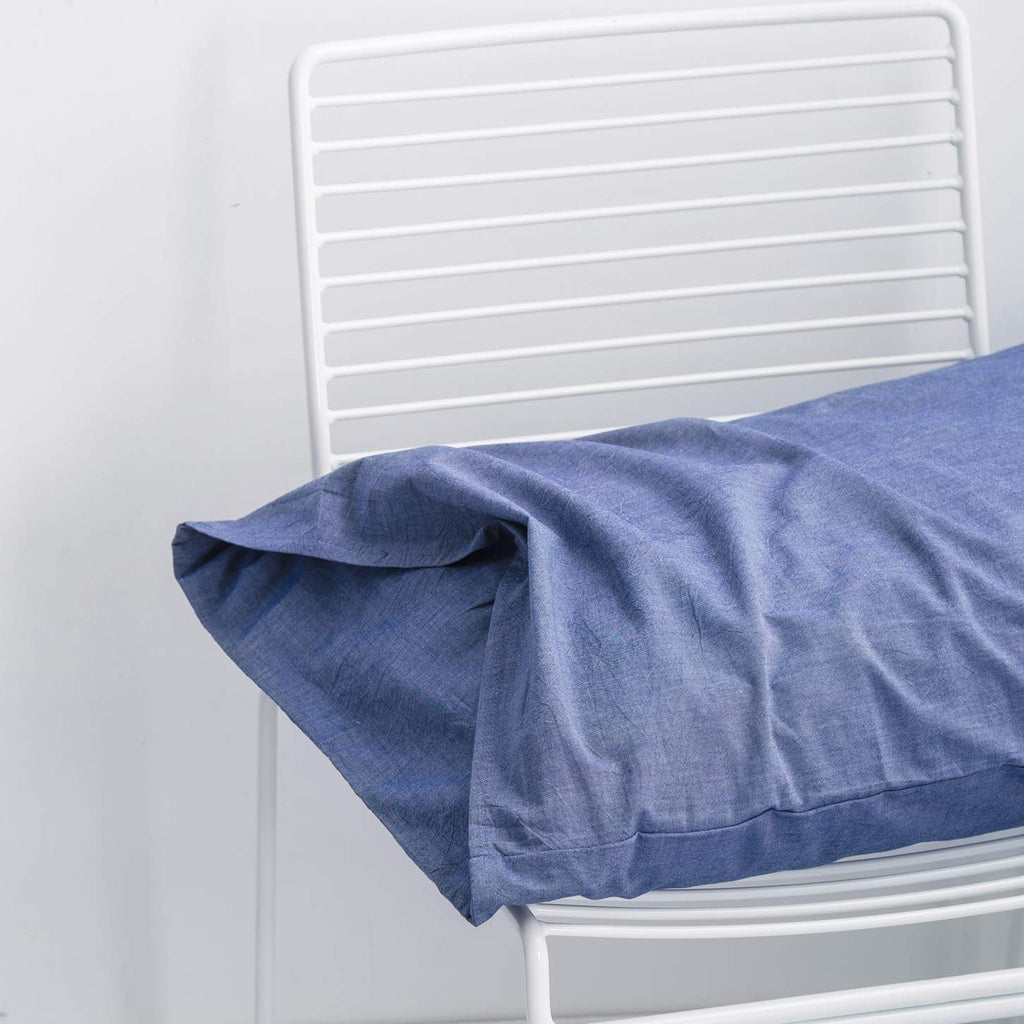 Denim Blue Duvet Cover 100% Washed Cotton 3 Pcs Set 1 Shabby Chic Farmhouse Duvet Cover with Zipper Ties 2