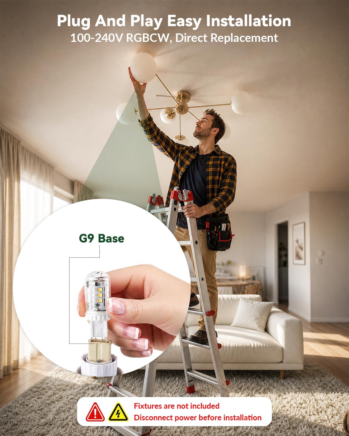 Smart G9 LED Bulb, RGBW Color Changing T4 Bulb Dimmable 2-Pack