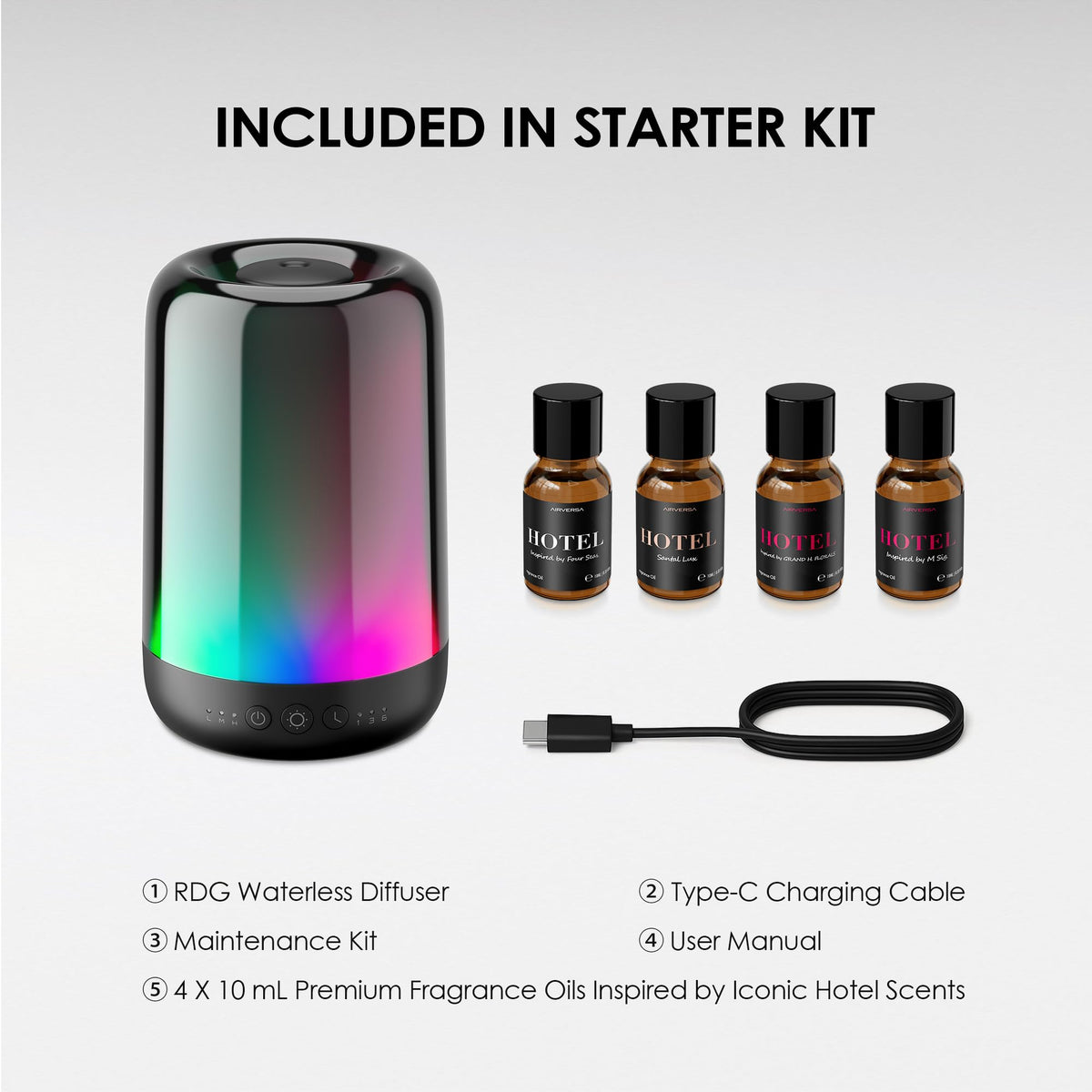 RDG Waterless Oil Diffuser with Rainbow Light