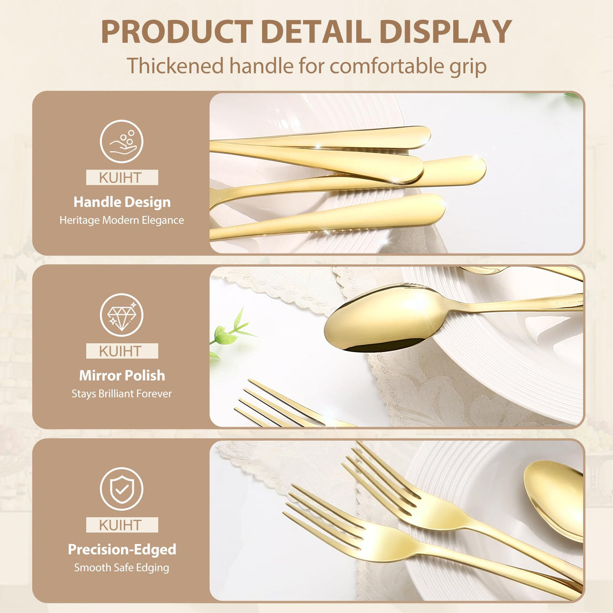 32-Piece Forks and Spoons Set, Premium Stainless Steel Silverware, Mirror Polished & Dishwasher Safe, Food Grade