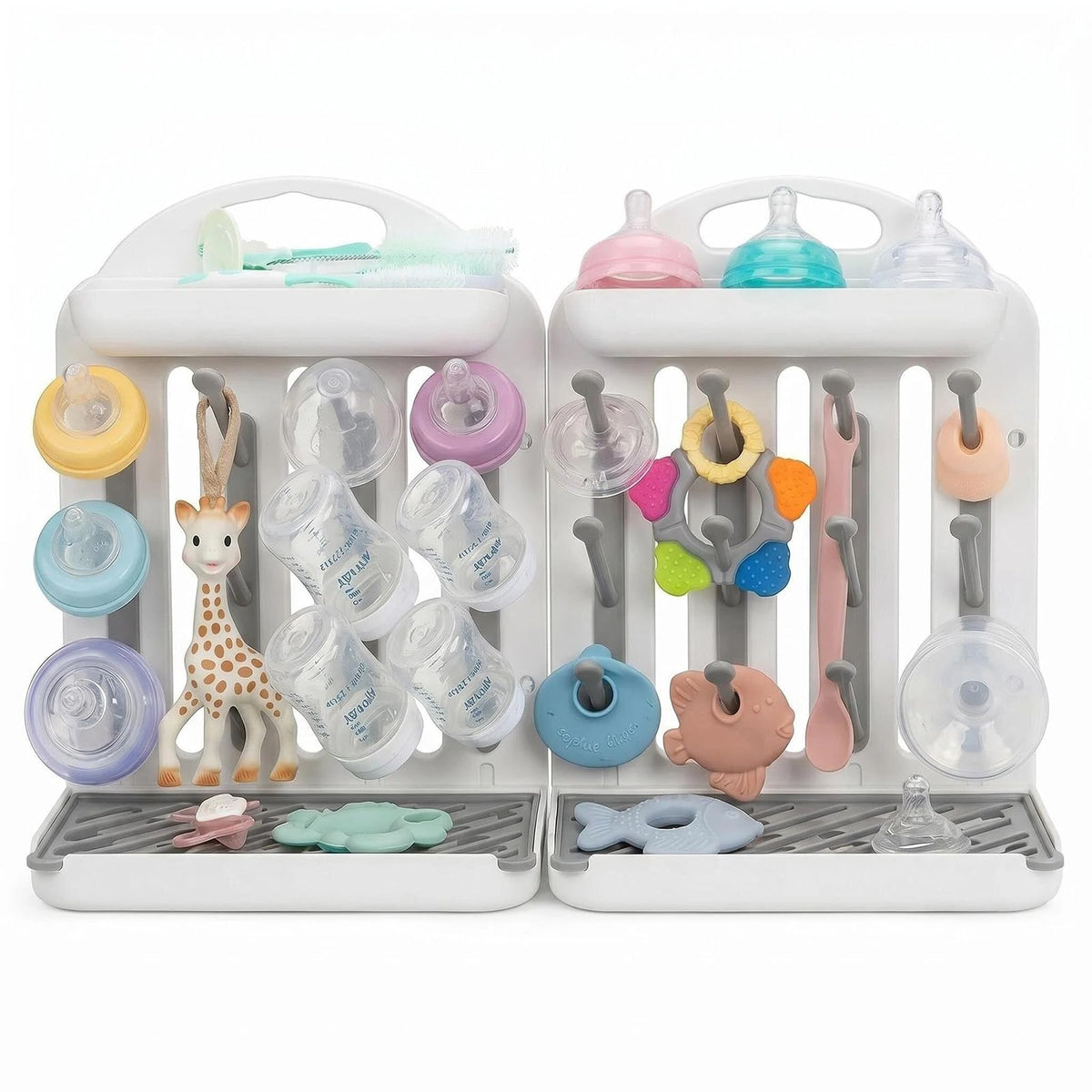 Baby Bottle Drying Rack 2 Pack, 24-Hook Modular Vertical Bottle Drying Rack for Baby Bottles, Pump Parts and