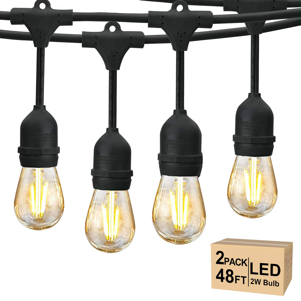 96 FT Outdoor String Lights 2W, Patio Light for Outside Waterproof