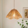 D12.5 Inch Boho Light Fixtures Boho Rattan Pendant Light Flush Mount Mini Chandelier Woven Hanging Light Fixture