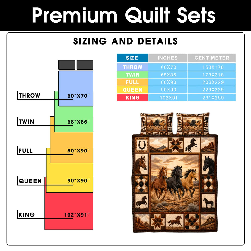 Custom Horse Western Quilt Set Southwestern Bedding Set with Pillow (1, A10)