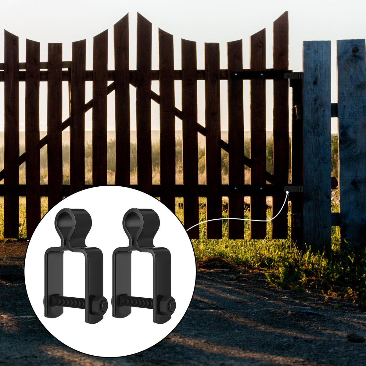 2 Pcs 1" x 1" Square Post Female Gate Hinges, Black